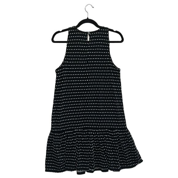 LOFT Petites Dotted Flounce Swing Dress NWT Women's Sz SP Black White Ruffles - Picture 2 of 8